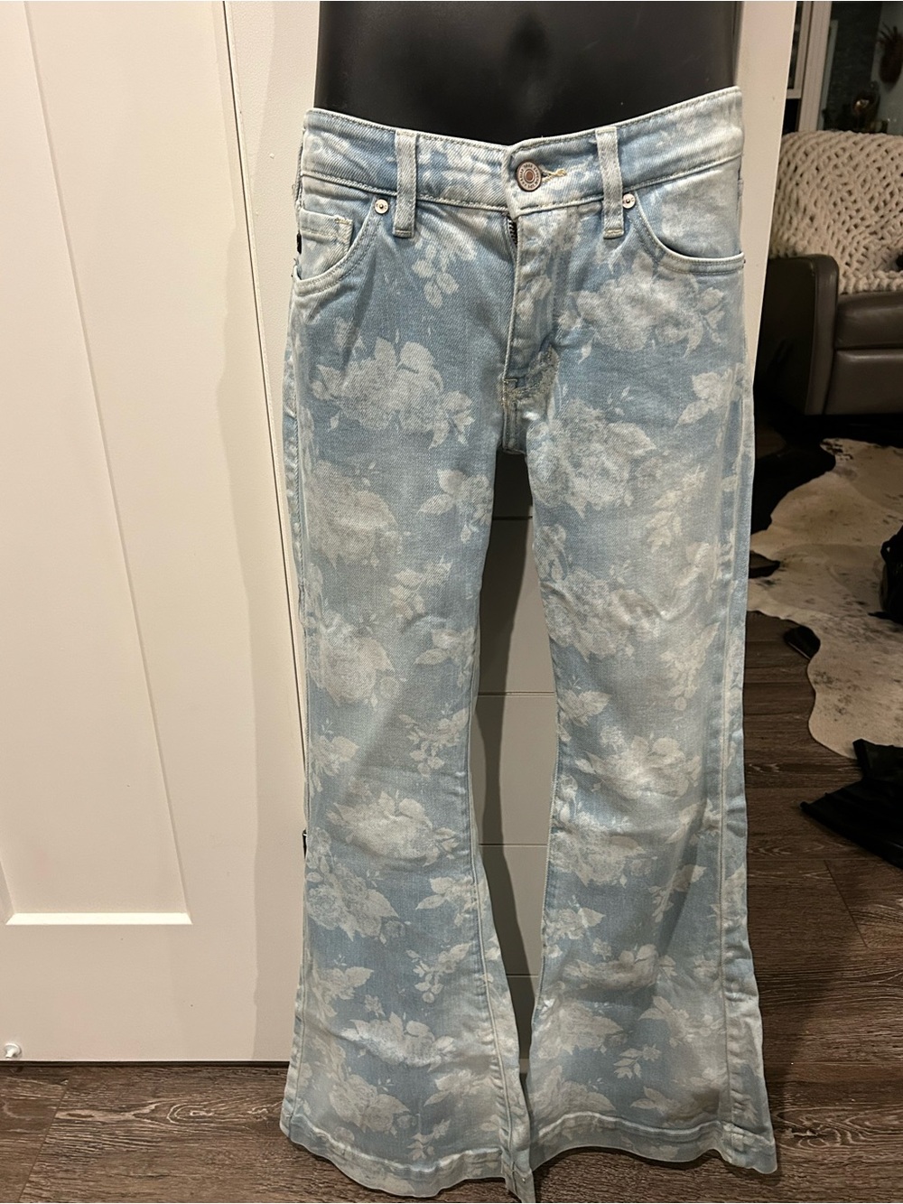 KanCan Light Blue Floral Wide Leg Jeans